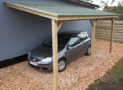 Auvent bois mural de terrasse ou abri voiture, carport une voiture