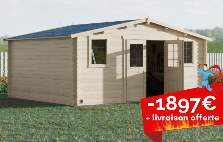 prix imbattable pour cet abri jardin promo en bois de 18 m²