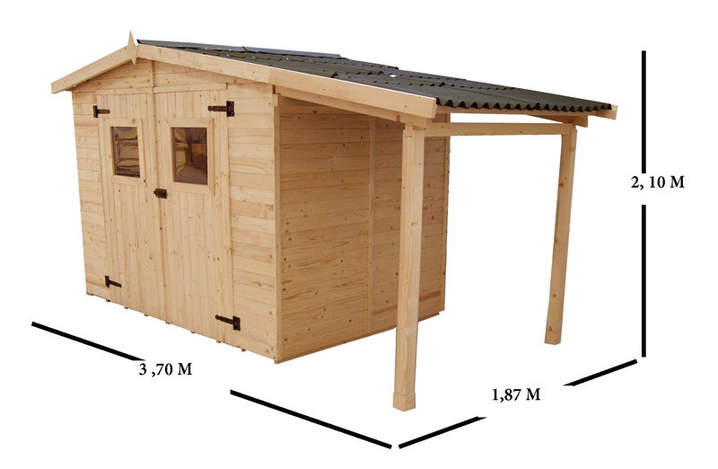 abri de jardin en bois avec bûcher intégré