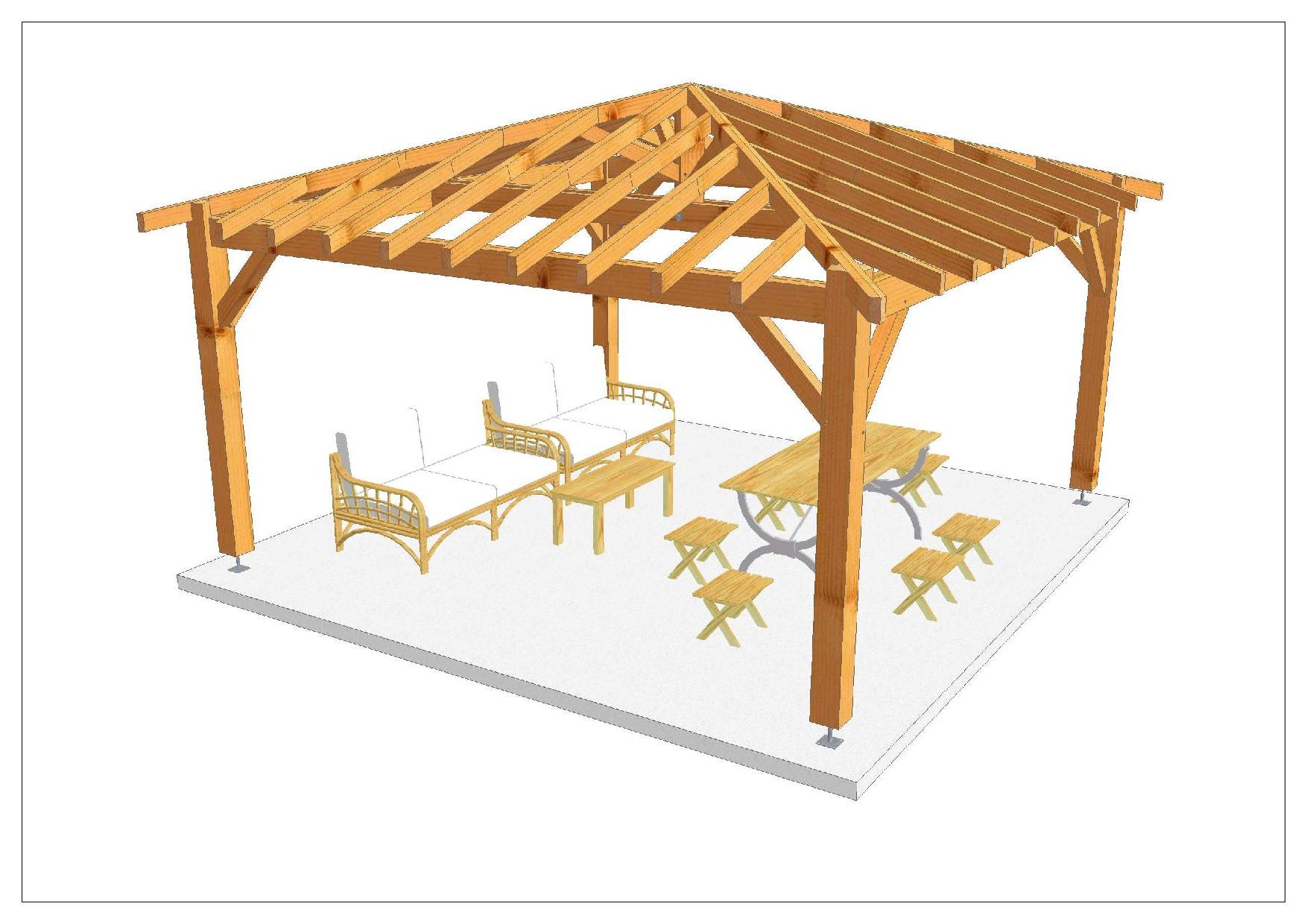 kiosque de jardin sur la base d'une ossature prix direct usine